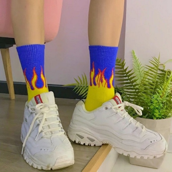 Dope 🔥 fire flames 🔥 ribbed grunge witchy socks - Picture 4 of 4